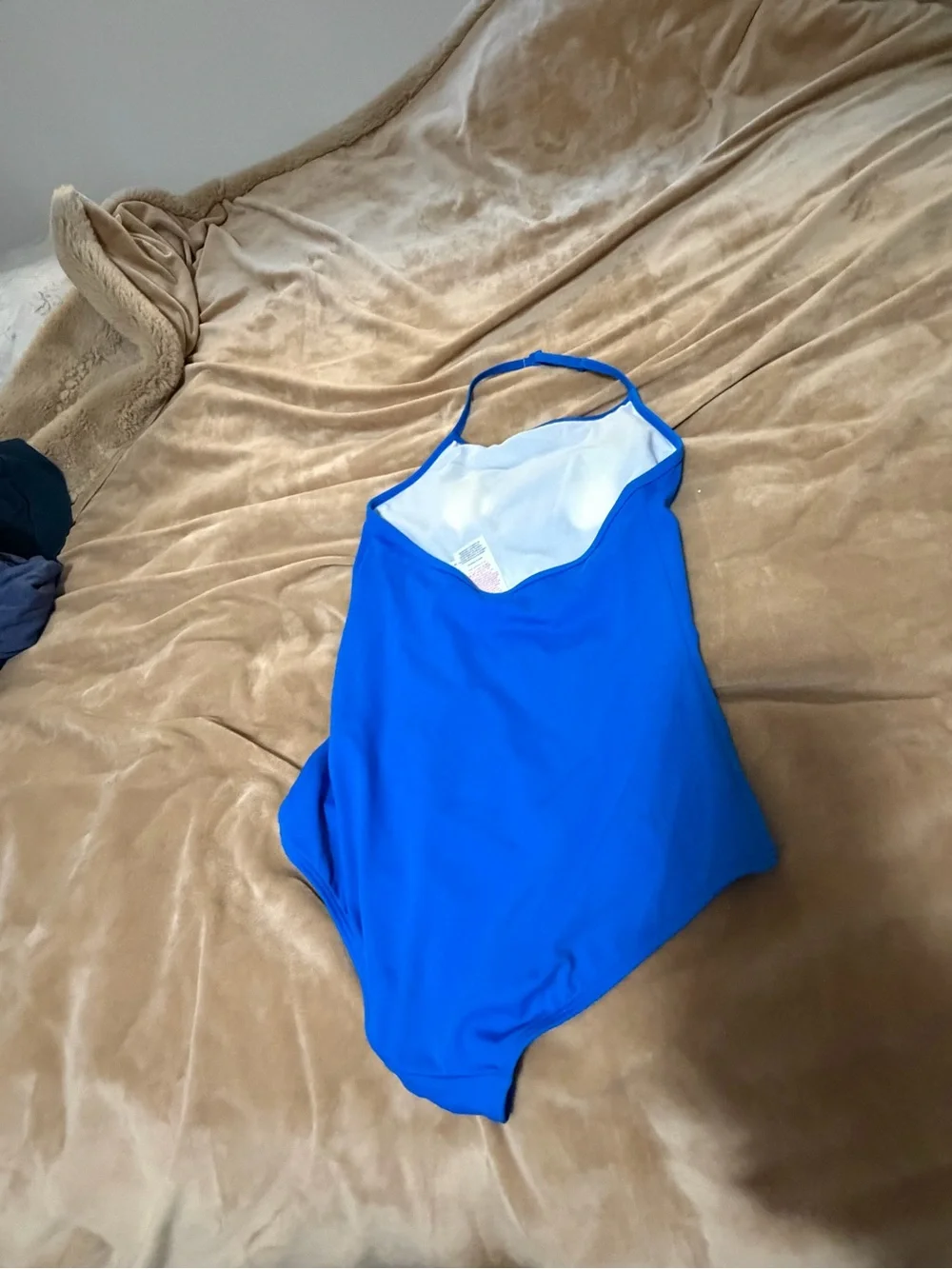 Mini Boden Bright Blue Halter One-Piece Lemon Swimsuit 11/12